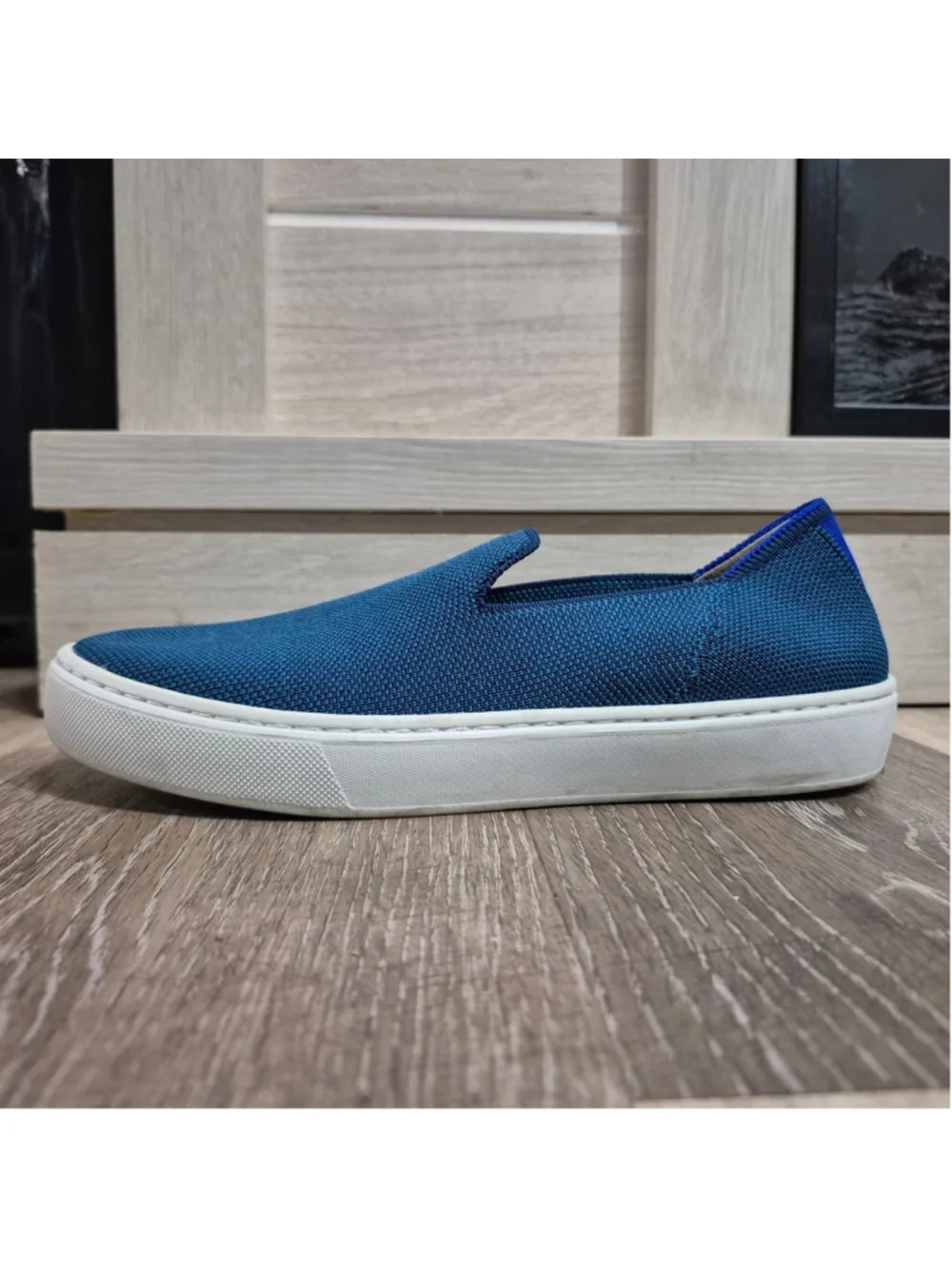 Women's Rothy's Slip-On Flats in Blue and White 5.5